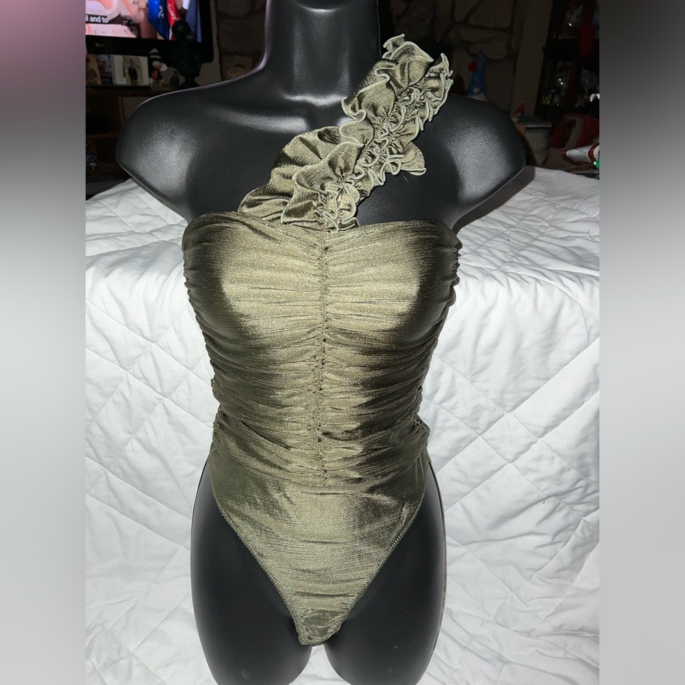 Free People Like Honey one shoulder ruffle bodysuit